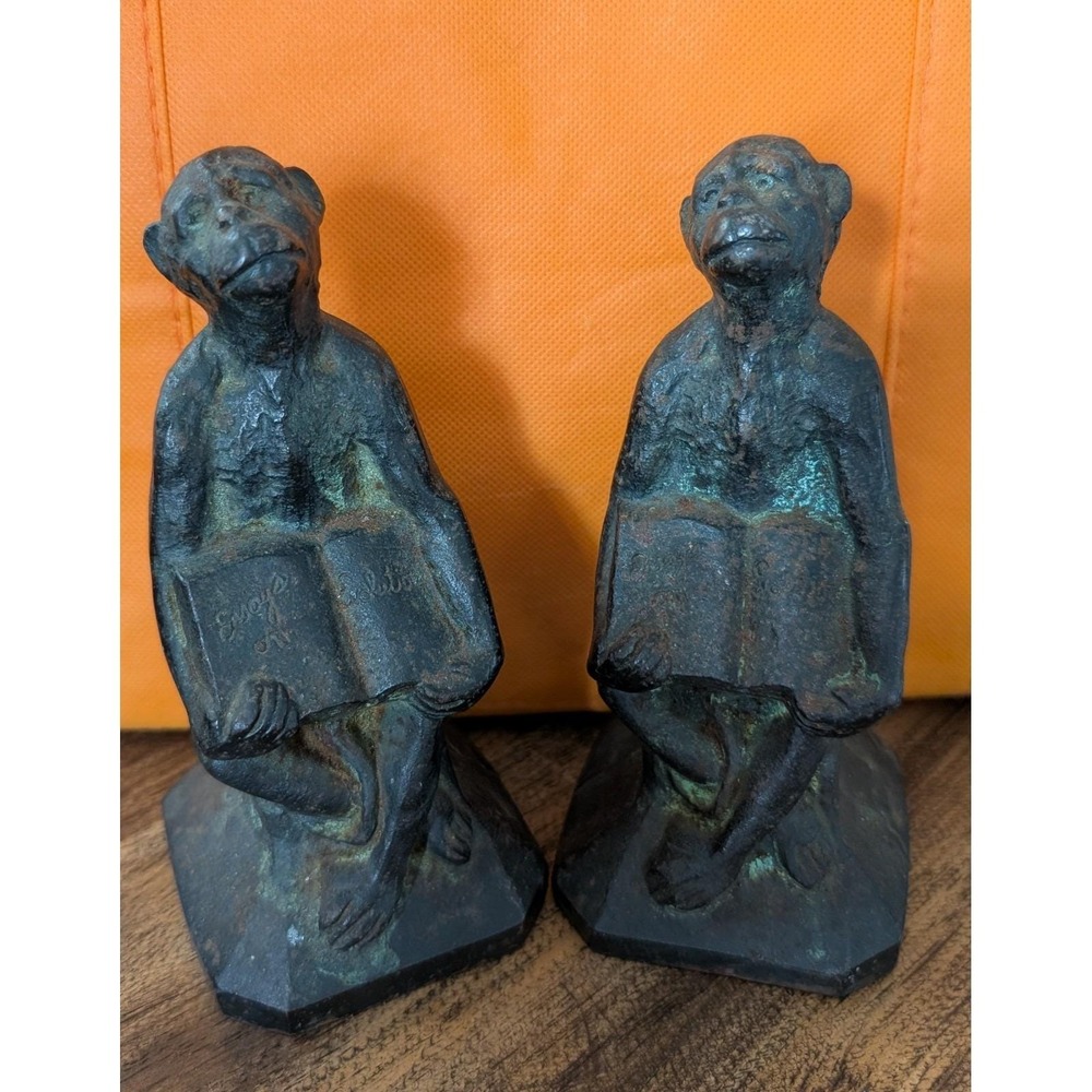 1925 Chicago Foundry Scopes Monkey Trial Art Deco Darwin Evolution Cast Iron‎
